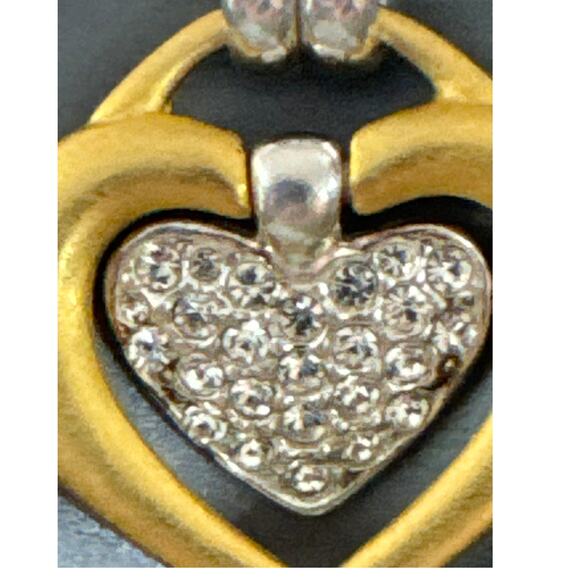 Chico’s Silver Pave Heart Swings Inside Gold Heart 17-20” Chain, NWT Discolored - Picture 3 of 5
